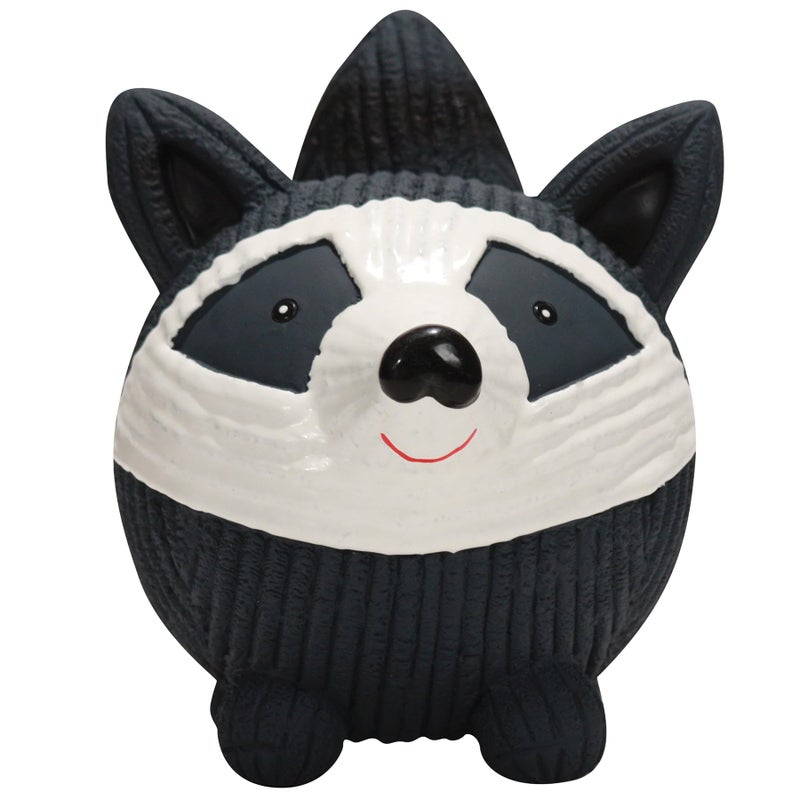 HuggleHounds Ruff-Tex Latex Ball Dog Toy - Dog Toys Rubber, Puppy Toys, Puppy Essentials, Heavy Duty Squeaky Ball for Small, Medium & Large Dogs, All Breeds - Reggie Raccoon, Large - Image 1